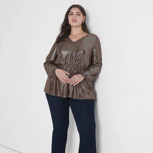 Lane Bryant 26/28 Gold Peplum Top NWT